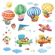 Decowall® DAT-1406B1506B Hot Air Balloons Biplanes Kids Wall Stickers Removable Nursery Bedroom Liv