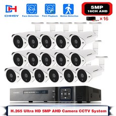 영어 설명서 H.265 16CH 5MP 폐쇄 텔레비전 시스템 고화질 4MP DVR 키트 5MP 소니 센서 야외 IP66 안전 야간 영상 감시 카메라 시스템, 없다, 금 플러그, 16채널 DVR16PCS 캠, 1개 - dvr16ch