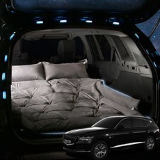 SUNCARMAT 제네시스 GV80 스웨이드 에어매트 트렁크 바닥 매트 자동충전 차량용 차박 캠핑 튜닝, 2인용, 브라운, 현대