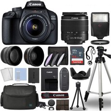 캐논 EOS 4000D 레벨 T100 디지털 SLR 카메라 본체 포함 EFS 1855mm f3.55.6 렌즈 3 DSLR 키트 완전 액세서리 번들 64GB 플래시 이상 국제 모, 64gb Kit, 1개