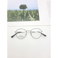 47사이즈 라운드형 메탈안경테 VENKO V005 실버/블랙 고도근시용