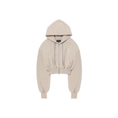 우알롱 후드집업 [단독] WOOALONG (기모) 시그니처 크롭 Signature Crop Hood Zip-up WL234JHZ01WBEG 오버핏 후디 점품 정품 드라이핏 밴드 봄