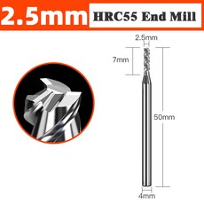알루미늄 유리 섬유 아크릴 목재 구리 플라스틱용 텅스텐 엔드 밀 CNC 공구 3 플루트 카바이드 밀링 커터, 1개, 12 2.5X4DX50L-4F
