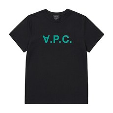 A.P.C.(아페쎄) 아페쎄 COBQX H26943 TZH NOIR/VERT VPC 벨벳 로고 남성 반팔티