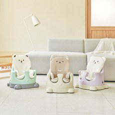 아기의자 P-Edition+플랫베어 세트 이유식 에시앙범보의자, 베이비코랄/바닐라, 핑크곰이