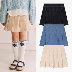 로엠걸즈 중계점 *23년 FW상품 재입고 50%SALE* 데님 주름 스커트 (3Color) 트렌디한 데님 소재의 플리츠 디자인 여아 스커트 6~12세 RGWH23W1C