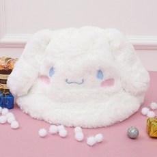 산리오 시나모롤 입체 털 모자 겨울 퍼 방한 캐릭터 버킷햇
