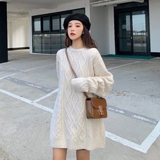 풀오버 롱 니트 꽈배기 스웨터
