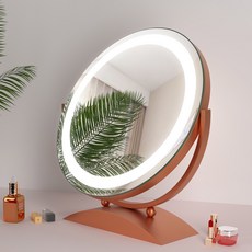 레드 LED 아름다운얼굴 큰사이즈 라지 화장거울 포함 모즈 깁다 등잔 받침대 면 반들 심플 그물 테이블 탑 노르딕, 50cm 로즈 골드 플러그인 3색무극
