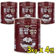 청우 패밀리 통팥빙수 3Kg x 4캔 대용량 빙수팥, 4개