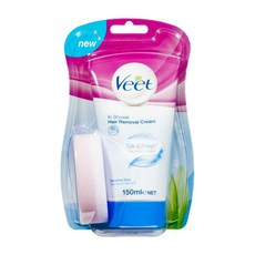 Veet 비트 인 샤워 민감성 피부 헤어 리무벌 크림 제모제 150ml In Shower Hair Removal Cream Sensitive, 1개