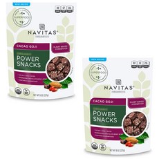 Navitas Plant-Based Gluten Free Vegan Cacao Goji Power Snacks 나비타스 비건 카카오 고지베리 구기자 파워스낵 8oz(227g) 2팩, 1개, 227g