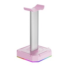 헤드폰 스탠드 USB 포트 RGB 게임 헤드셋 홀더 행거 크래들을위한 데스크탑 게임 이어폰 액세서리, 분홍색, USB 소켓으로