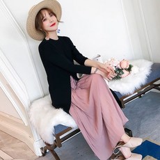 스몰럭스 임산부 임부 원피스 네트레드 임부복 상의 여조 가을겨울 매머드 개성 롱 무릎