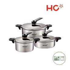 [해피콜] HC 진공 UP 통3중 IH 스테인리스 냄비 3종 (20양/24전/28곰), 상세 설명 참조, 1개