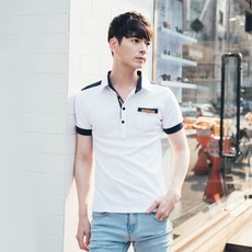 비시크 테이프 포인트 카라 반팔 티셔츠