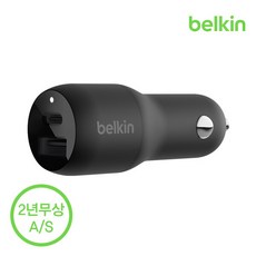 벨킨 부스트업 37W C타입 + USB-A PPS PD 3.0 듀얼 차량용 충전기 CCB004bt, 블랙(CCB004btBK), 블랙(CCB004btBK), 1개