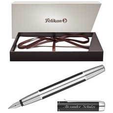 펠리칸m200 펠리칸 푸라 각인만년필 결혼기념일선물 50대아빠생일선물, 블루 실버, 앞면 각인