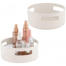 데오드란트 남자 mDesign Deep Plastic Spinning Lazy Susan 라운드 턴테이블 트레이 with Handle - 메이, 1