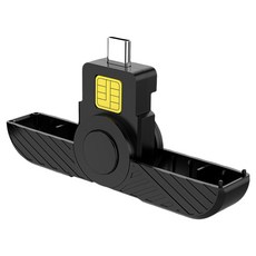 SIM 칩 ID 카드용 휴대용 스마트 리더기 C타입 CAC ATM 디지털 인증서 보안용, [02] Black