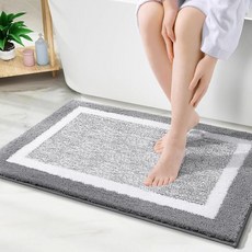 올랜리 욕실 러그 36x24 부드럽고 흡수력이 뛰어난 극세사 목욕 매트 미끄럼 방지 세탁기 세척 가능 퀵 드라이 섀기 카펫 바닥 욕조 샤워기대형 회색에 적합합니다, 36" x 24", 36" x 24"