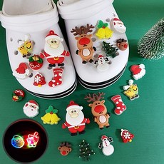 12개) LED 입체 야광 산타 루돌프 크리스마스 캐릭터 슬리퍼 신발 실내화 장식