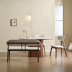앤우드 헤닝 세라믹 식탁세트 포세린 무광 화이트 타원형 애쉬원목, 무광-화이트, 4인 세트(의자2벤치1)
