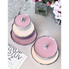 루카스 2단트레이 북유럽 곰돌이 티테이블, 1개, 베이지+핑크