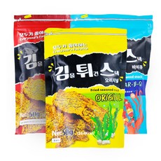올리온 김 부각 스낵 김튀스 오리지널 바베큐 스파이시 50g 3봉, 3개