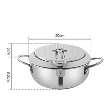온도계 조절 뚜껑 일본 튀김 냄비 작은 오일 여과 조리기구, 4.20CM Sliver Fryer, 1개