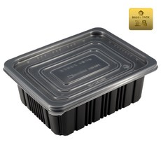 PP 사각용기(특대) M-1923C 검정 200개 탕용기 찜용기 무침 2300ml 버디팩