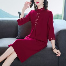 치파오 당대전통의상 겨울옷 여성 원피스 중국스타일 경사시어머니 에스닉스타일 남성여성복 가을겨울 어머니 상의 예복스커트