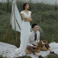 셀프 스몰 웨딩 결혼식 사진 브라이덜샤워 원피스 대여 샵 롱 화이트 장식 드레스 돌잔치 스냅 스튜디오