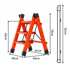 스카이퍼니처 심플한 접이식 사다리 다양한옵션, 오렌지, 3단, 1개