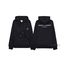 [WOOYOUNGMI] FW24 남성 백로고 후드 티셔츠 W243TS37 723B
