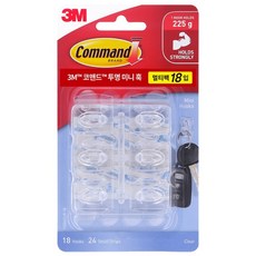 3M 無痕 透明迷你掛鉤18p, 1個, 透明