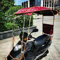 오토바이파라솔 전동차캐노피 어르신전동차지붕 자전거 햇빛 간이 레인, A.풀스텐하우스+윈도우+범퍼부착+도트레드, 1개