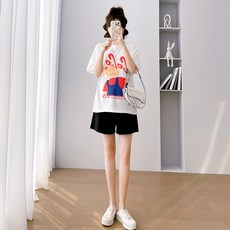 빛나는 판다투피스 임산부 세트 루즈핏 티셔츠 캐릭터 여름