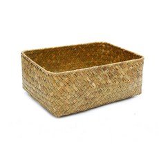 직조 보관 바구니 등나무 일 보관함 수제 차 홀더 시그라스 위커워크 정리함, 4.Yellow - 17cm x 13cm x 8cm