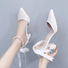 셀프 촬영 파티 진주 슈즈 여성용 힐 럭셔리 웨딩 빅사이즈 라인석