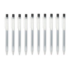 MUJI 무인양품 볼펜 세트 10자루입 노크식 0.5mm 블랙, 1개, 세트10자루입노크식블랙0.5mm