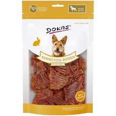 [독일 직배송] DOKAS 토끼 갈비 - 말린 토끼 갈비로 만든 개를위한 시리얼무료 프리미엄 천연 간식 - 1 x 100 g, 단일옵션