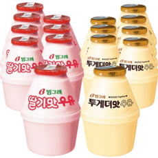 (냉장)빙그레 딸기우유 2종 혼합세트 (딸기맛우유 and 투게더맛우유), 8세트, 480ml