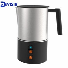DEVISIB 자동 우유 Frother 우유 기선 전기 카푸치노 뜨거운/차가운 커피 스테인레스 스틸 식기 세척기 안, 01 Black