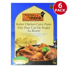 Kitchens of India Butter Chicken Curry Paste 키친 오브 인디아 버터 치킨 커리 페이스트 카레 점심식사 인도식 고형분 3.5oz(100g) 6팩, 6개, 100ml