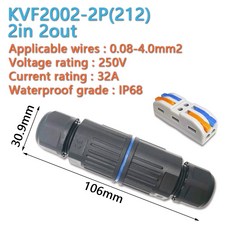 IP68 방수 케이블 커넥터 KVSF-15 2 in 2 out 2 핀 3 핀 4 핀 5 핀 전기 단자 어댑터 와이어 커넥터 LED 조명, 1개