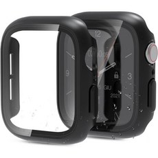 강화 유리 스크린 프로텍터가 있는 버셈 2팩 방수 PC 케이스 Apple Watch SE시리즈 6544mm 전체 보호 고투명 긁힘 방지 기능 포함, 44mm