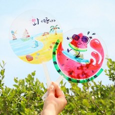 Ollimo 유니아트 손잡이 투명 부채 원형 약12cm 2개입 DIY 꾸미기 키트 재료, 단품, 단품
