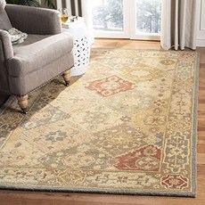 고대 컬렉션 AT316A 수제 전통적인 동양 멀티 및 베이지 양모 지역 (76 x 96) (76" x 96" Multicolored／Beige), 본상품