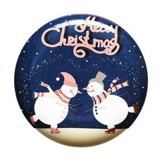 크리스마스 도자기 접시 음식 접시 만화 손도장 스테이크 저녁 접시 서양 저녁 접시 식기 새해 선물, 스키예요